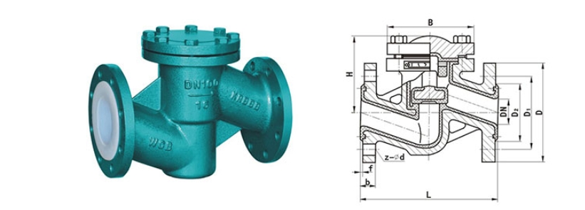 良工襯氟止回閥H41F46結(jié)構(gòu)圖